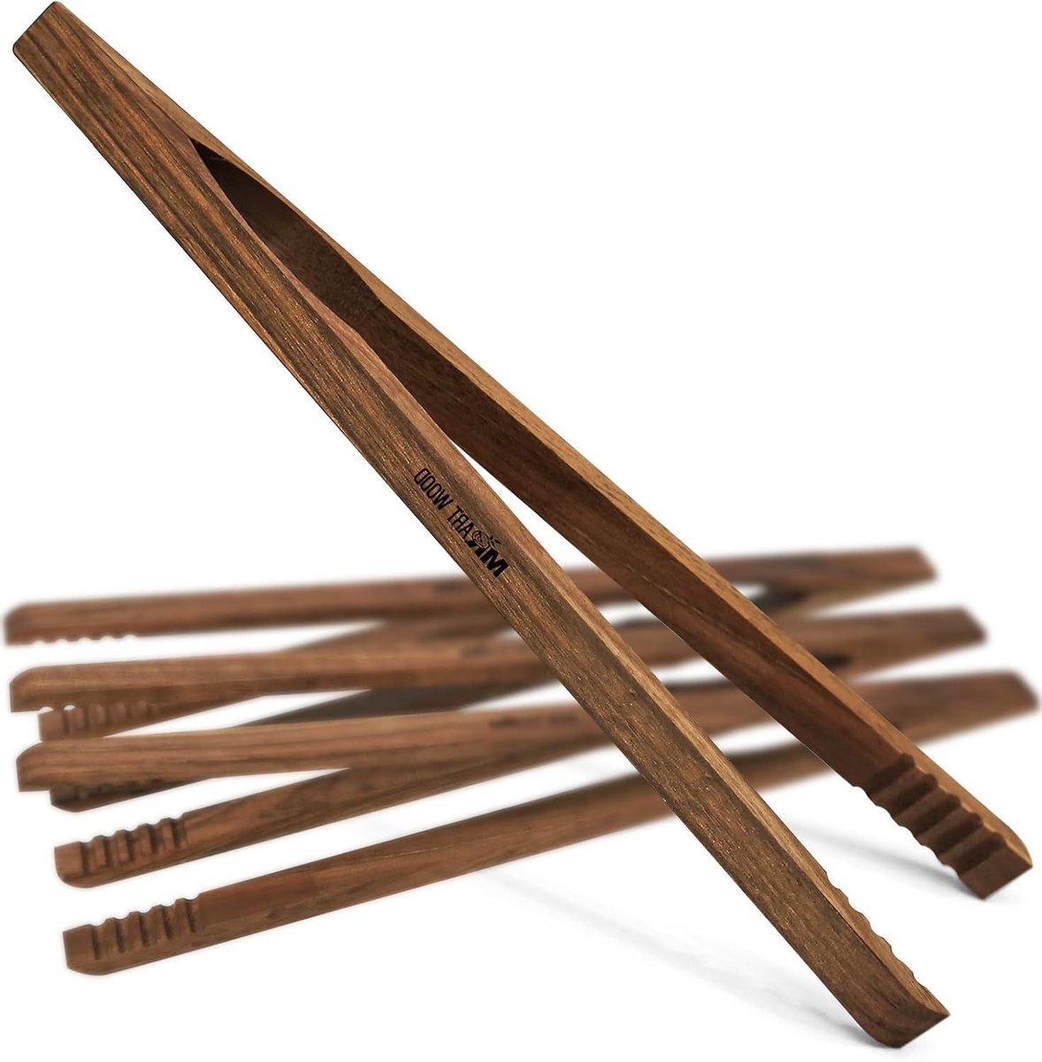 Houten Keukentang - Broodroostertang Serveertang - Hapjes Serveren - Gemaakt uit één stuk - 25 cm - Walnoot