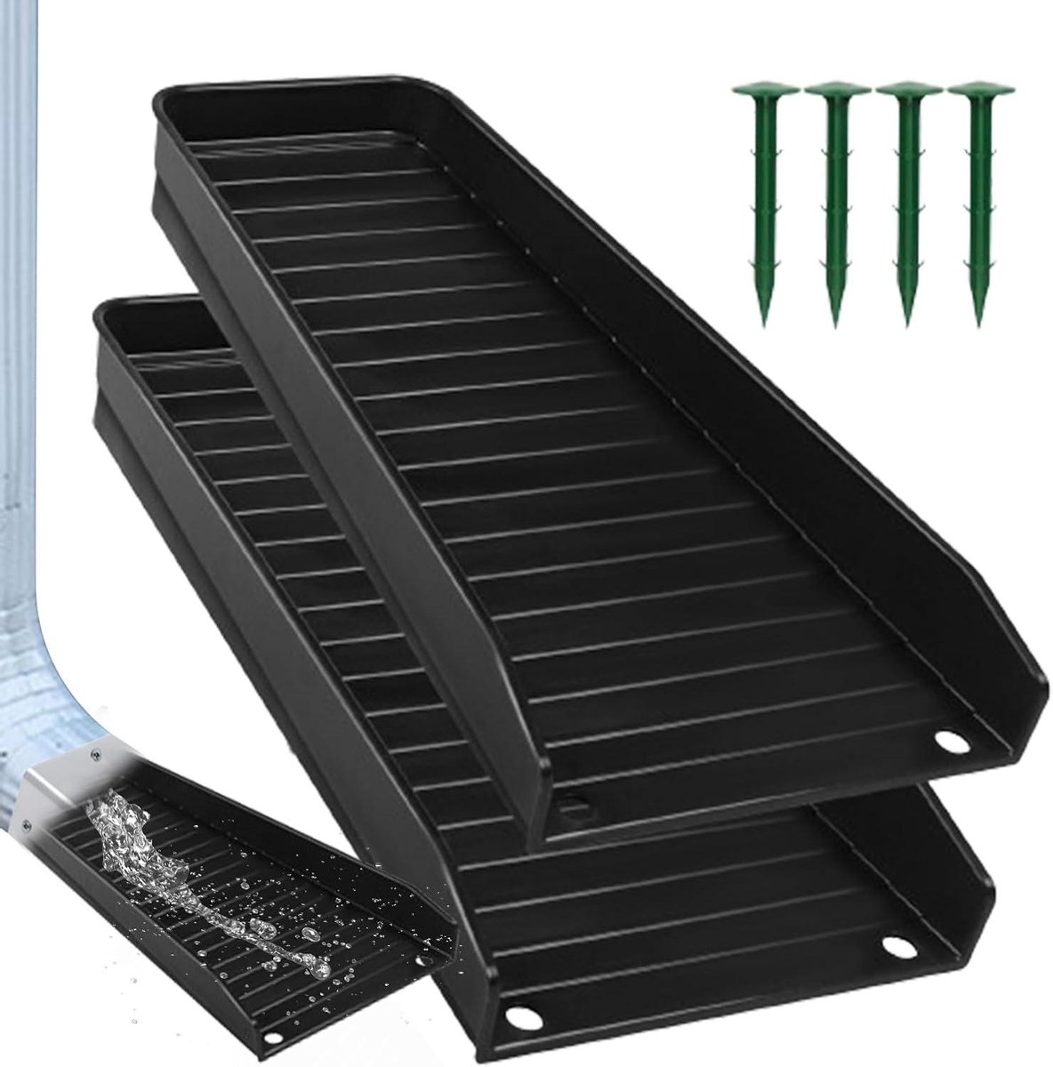 Afvoergoot Uitloop - Waterafvoer Extender - Bescherm Bodem - Weerbestendig PP Materiaal - 2 Stuks - Zwart