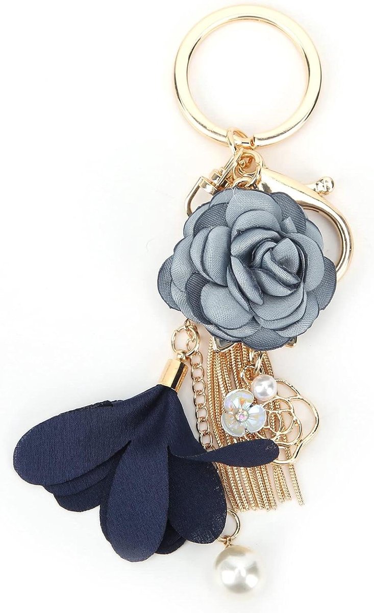 Bloem Kwastje Parel - Sleutelhanger Decoratie - Doe-het-zelf Projecten - Zinklegering Materiaal - 14 x 6 x 2 cm - Goudkleurig
