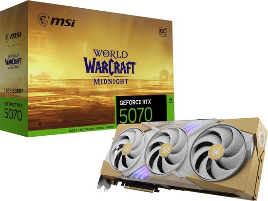 MSI GeForce RTX 5070 12GB GDDR7 Videokaart PCIe 5.0 HDMI 2.1 DisplayPort 2.1 WoW Midnight Light OC