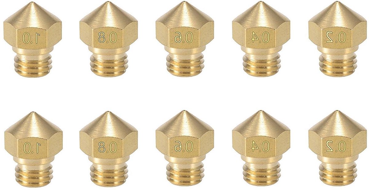Nozzle Set - Extruder Onderdelen - 3D Printen - Meerdere Maten - 10 Stuks - Messing