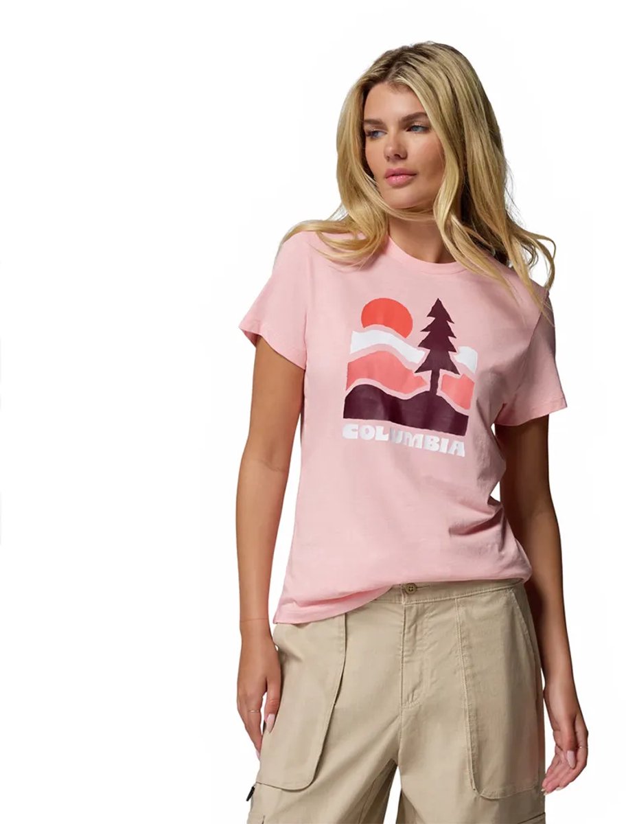 Columbia Ruby Springs™ Graphic Fitted T-shirt Met Korte Mouwen Roze M Vrouw