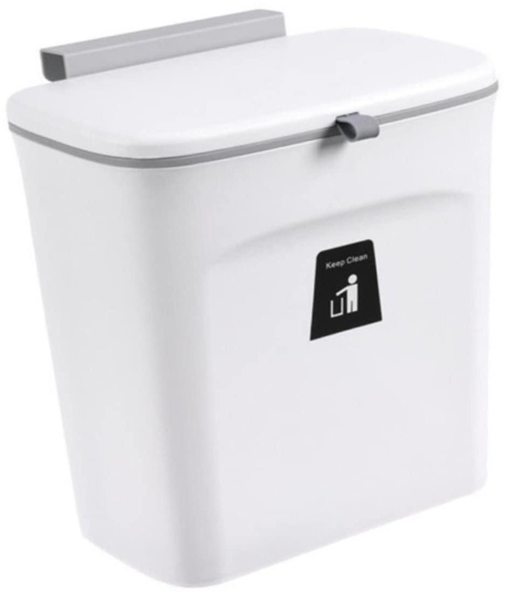 Hangende Prullenbak - Keuken Afvalbak - Ruimte Besparen - Met Deksel - 23.7 cm - Wit