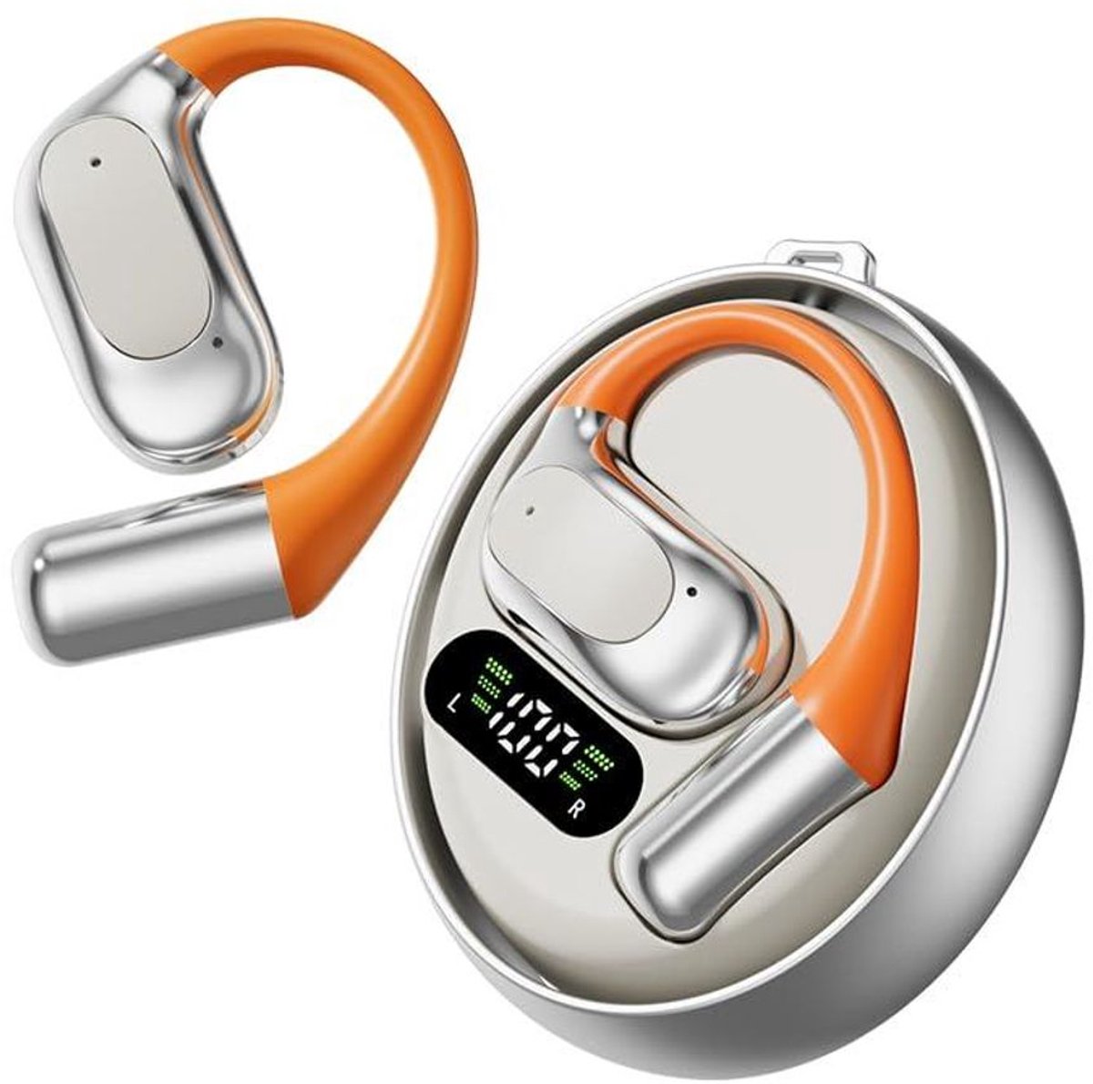 Draadloze Bluetooth 5.4 open hoofdtelefoon – Sporthoofdtelefoon met LED-batterij-indicator, IPX5 waterbestendigheid, lange batterijduur en aanraakbediening