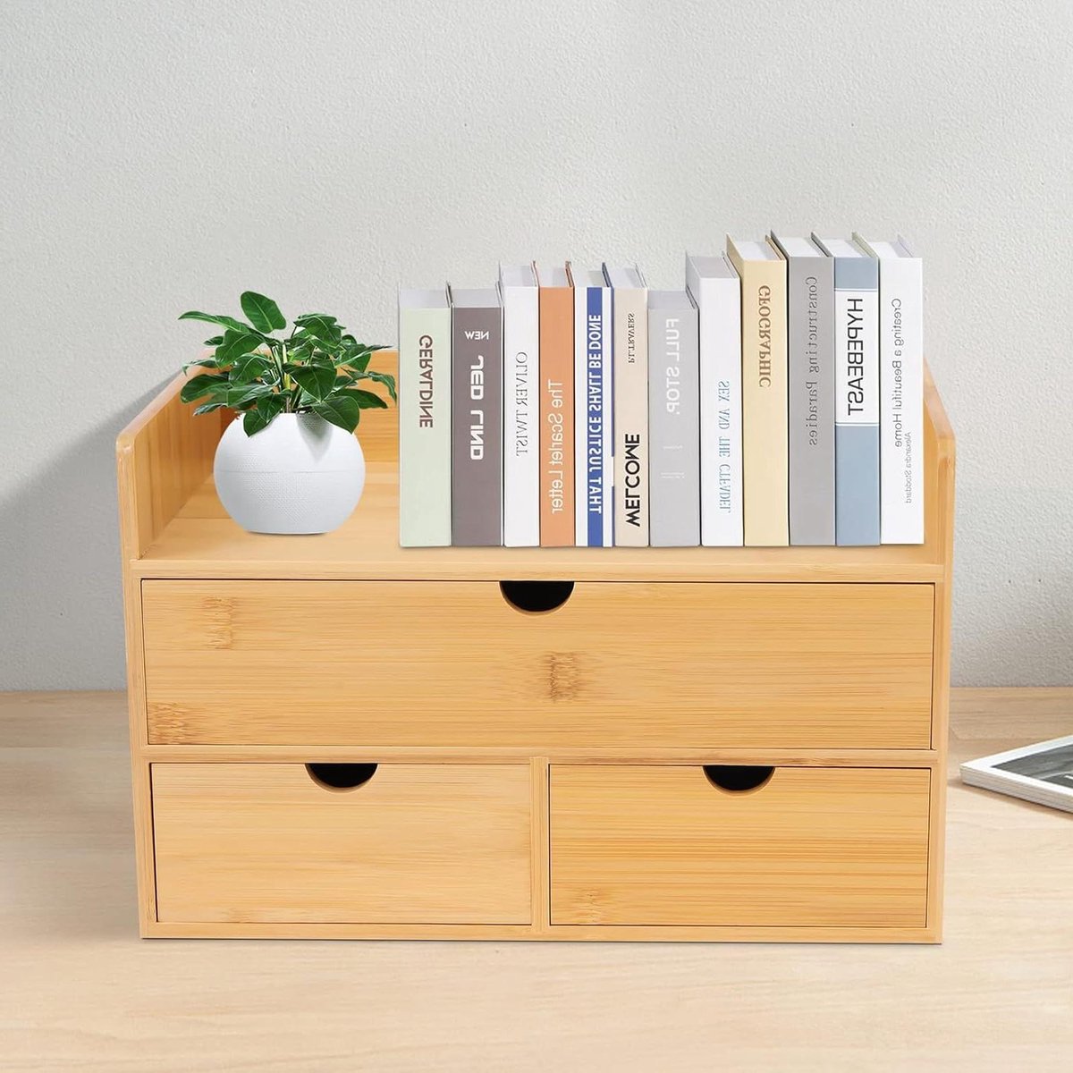 Bureau Organizer - Ladebox Hout - Bureau Opbergen - Natuurlijk Bamboe - 30 x 19 cm - Houtkleur