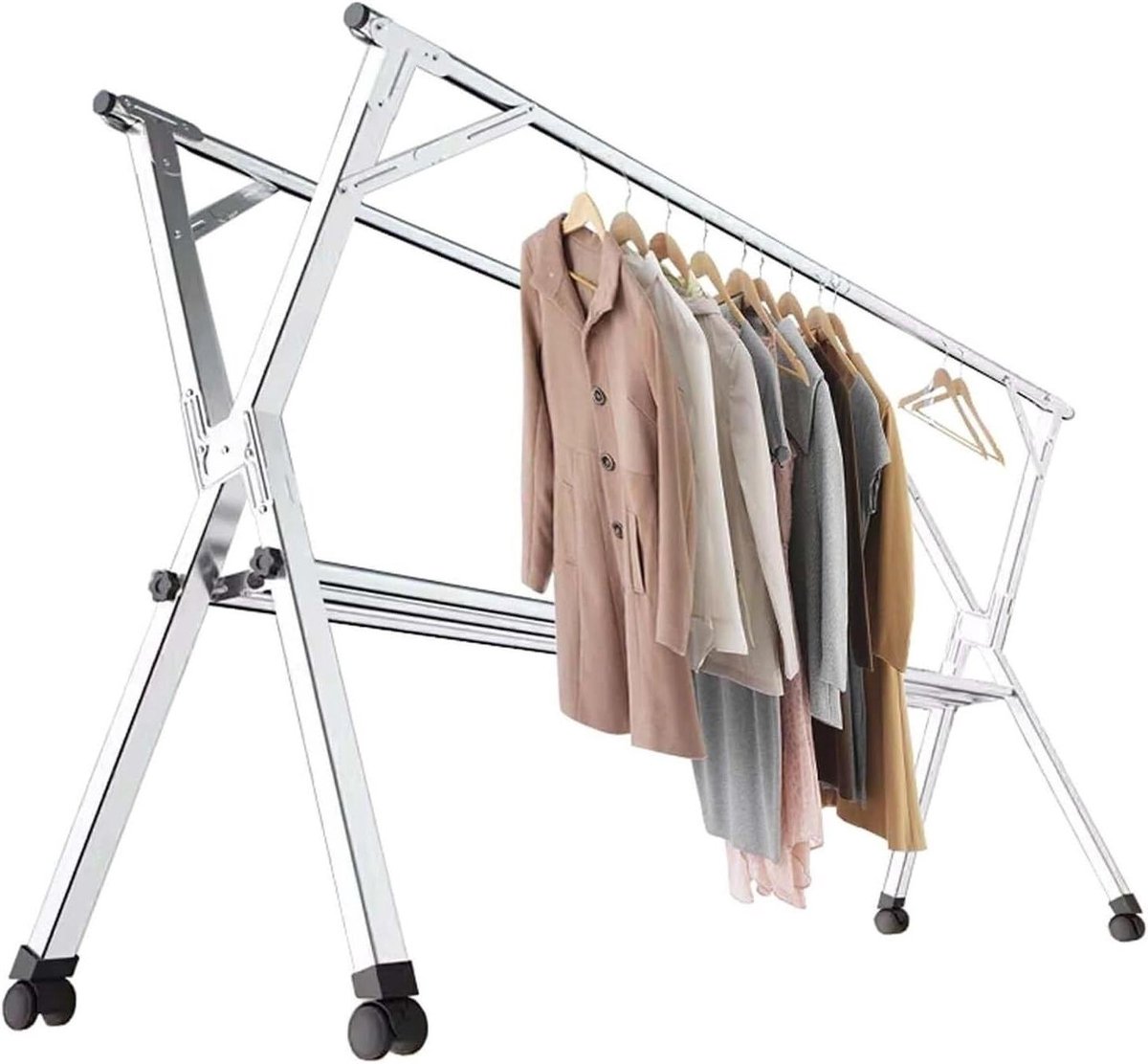 Droogrek Wasrek Kledingdroger Standdroger Kleding Drogen Intrekbaar Verstelbaar 160 cm Zilver