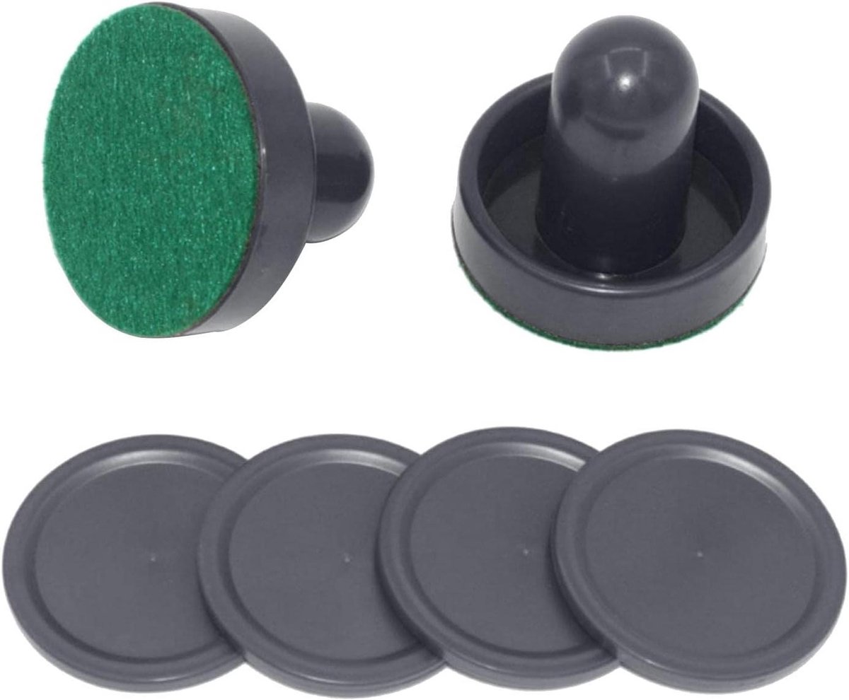 Airhockey Accessoires - Puck Set - Thuis Plezier - Beschermt Tafelblad - 2 Pushers 4 Pucks - Zwart