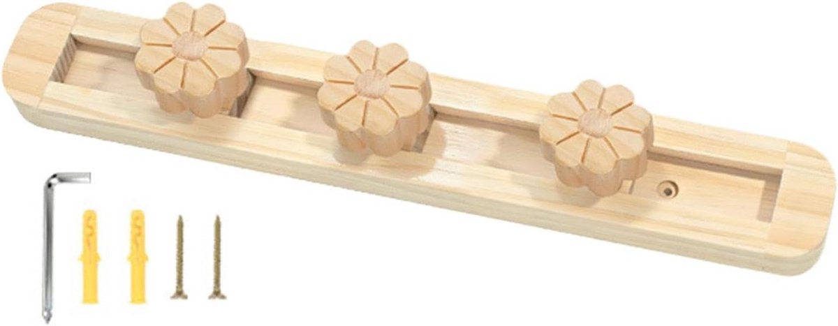 Houten Kapstok - Kledinghanger Tassenhanger - Efficiënte Wandopslag - Drie Beweegbare Hake