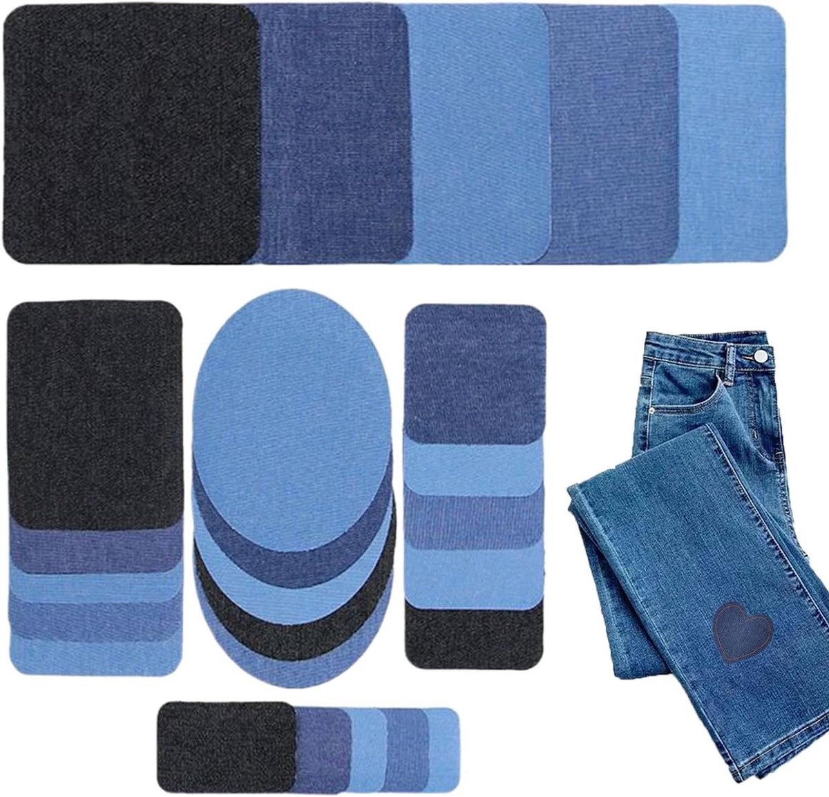 Spijkerbroek Patches - Stof Reparatie - Kleding Verfraaien - Naadloze Reparatie - 25 Stuks - Blauw Assortiment