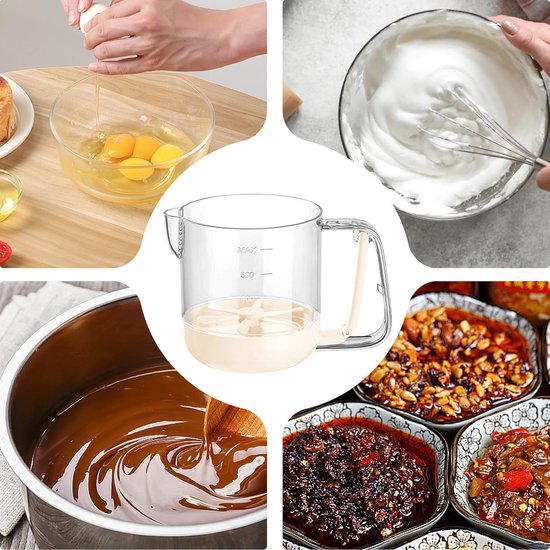 Eiermixerbeker - Mixbeker Klopper - Snel Ingrediënten Mengen - Handgeperste Fysieke Mengtechnologie - 162 x 122 cm - Beige — afbeelding 3