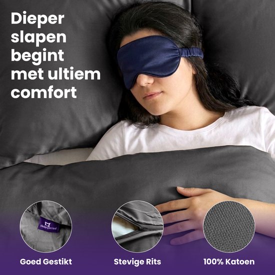 Slaapspeciaal Dekbedovertrek - 100% Katoen Dekbedovertrek - Inclusief Kussenslopen - Ademend en Zacht - 240x220 cm + 2 kussenslopen - Ritssluiting - Extra Lang - Antraciet van Slaapspeciaal — afbeelding 4