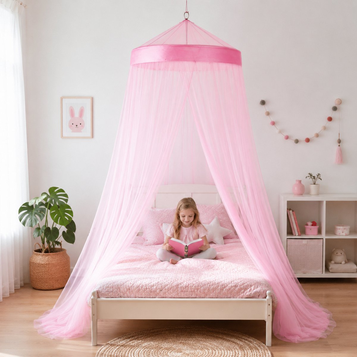 Klamboes Kinderkamer – Klamboe voor Baby en Kind – Bedtent tegen Muggen en Insecten – Bedhemel voor Ledikant en Kinderbed - Roze