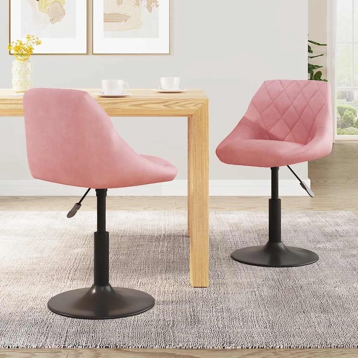 Draaibare eetkamerstoelen - Set van twee - Comfortabel tafelen - In hoogte verstelbaar - 4