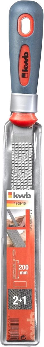 Vijlrasp Plat - Houten Rasp - Hout Bewerken - Twee Componentenhandvat - 200 mm - Grijs