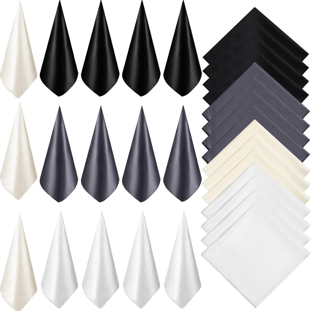 Set van 15 Vrouwelijke Sjaals met Vierkante Hals, Effen Satijnen Neckerchiefs en Haarbandana's voor Diverse Stijlen