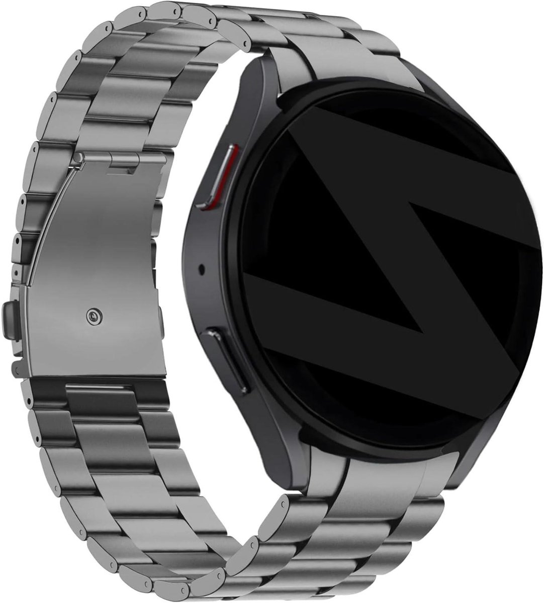 Bandz metalen schakelarmband compatibel met Galaxy Watch 7/6/5/4/FE – Smartwatchband met vouwsluiting – Schakels kunnen worden ingekort (gereedschap meegeleverd) – 20 mm brede smartwatchband