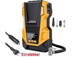 EAFC Compressor Bandenpomp - Luchtcompressor 12V - Elektrische Bandenpomp - Fiets - Auto - Motor - Bal - Luchtbed - Met 4 Opzet Stukken - Sinterklaas cadeau auto