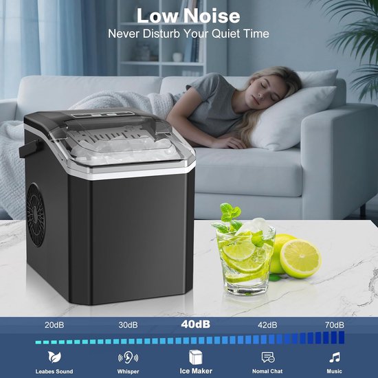 IJsmaker - IJsmachine - Snelle IJsblokjes - Automatische Reiniging - 14kg Per Dag - Zwart — afbeelding 5