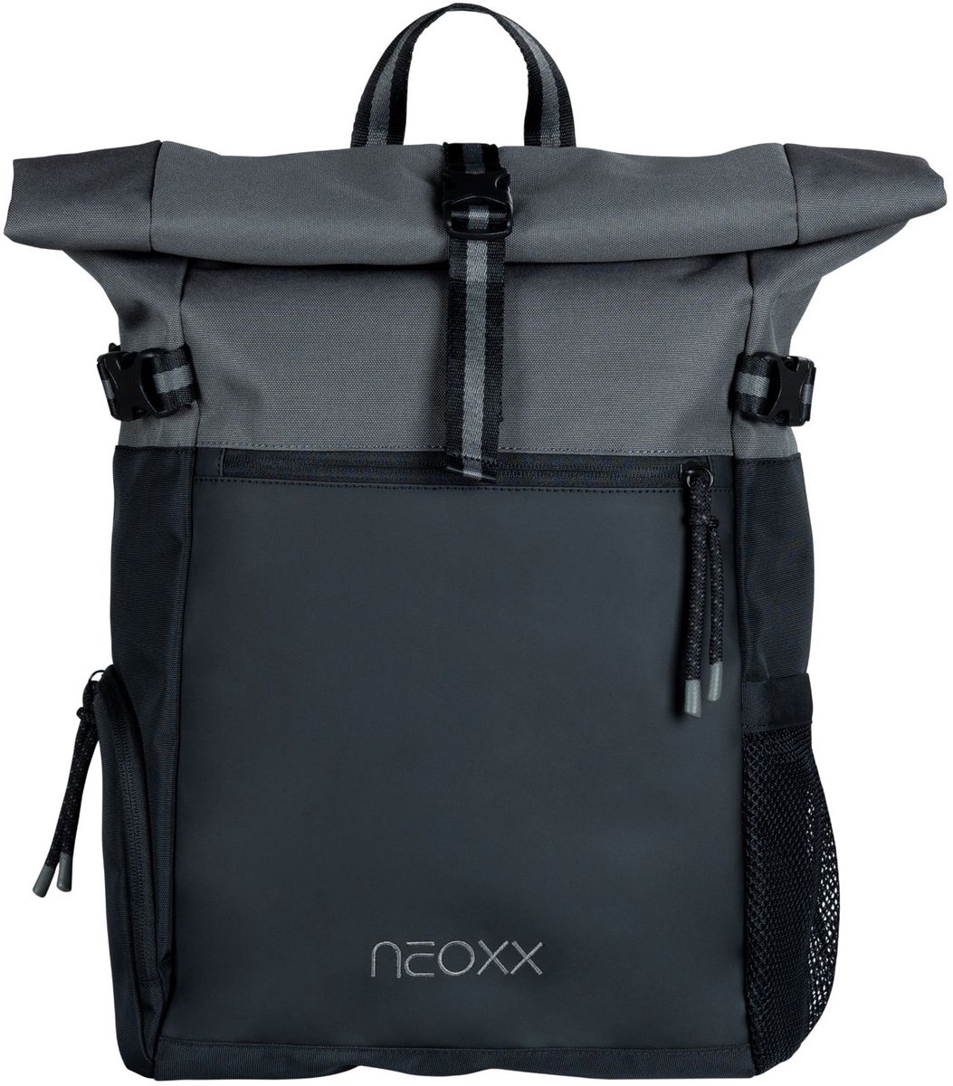 neoxx vrijetijdsrugzak rugzak met laptopvak Iconic Rolltop Backpack 19L Casual Grey zwart