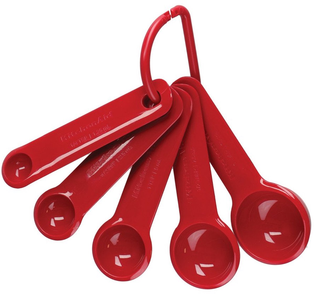 Maatlepels, Set van 5 Stuks, Rood, Kunststof 1/4 TL tot 1 EL - KitchenAid