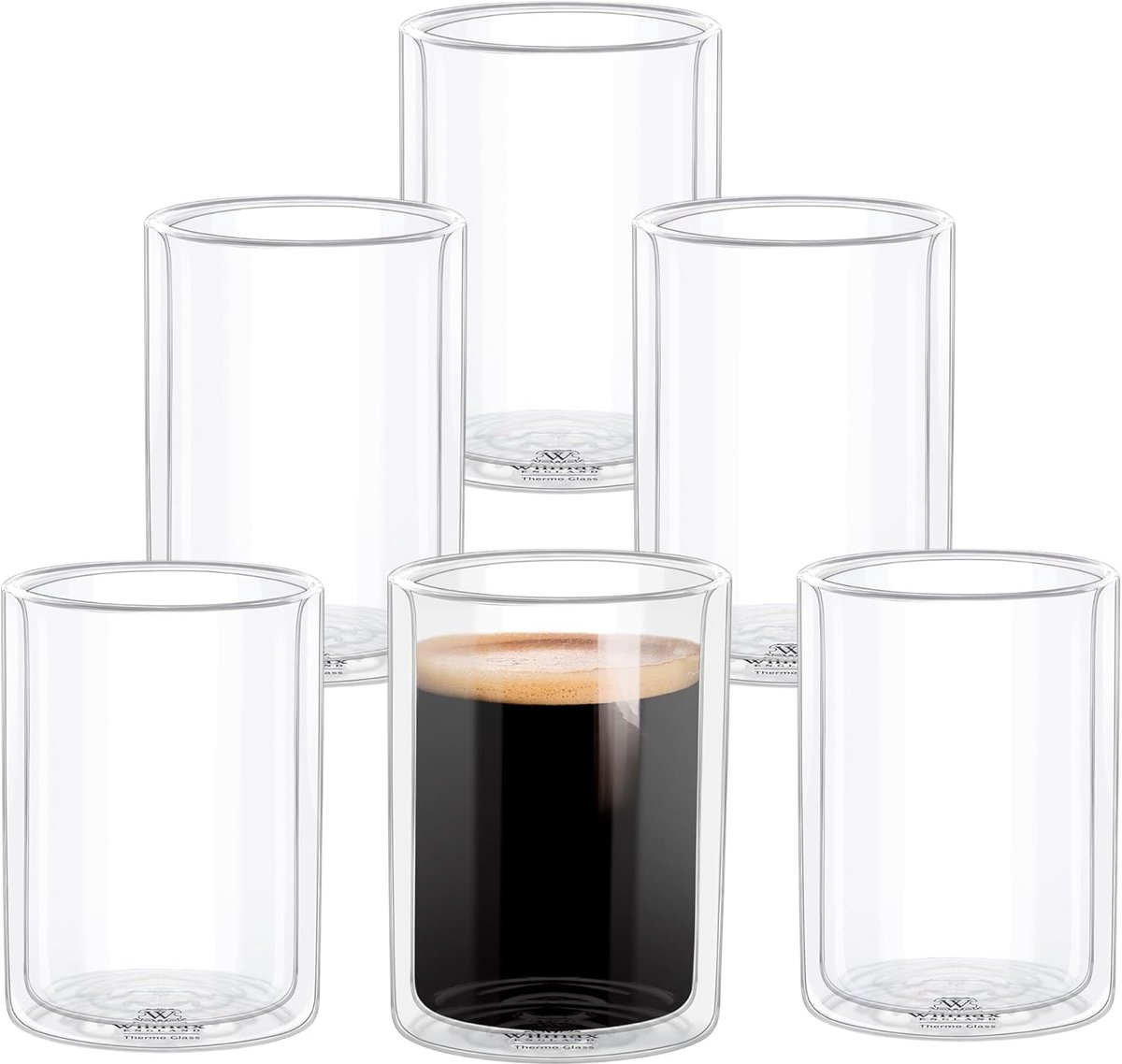 Wilmax England Thermo Glass - Dubbelwandige Glazen - 300 ml - Set van 6 - Voor Warme en Koude Dranken