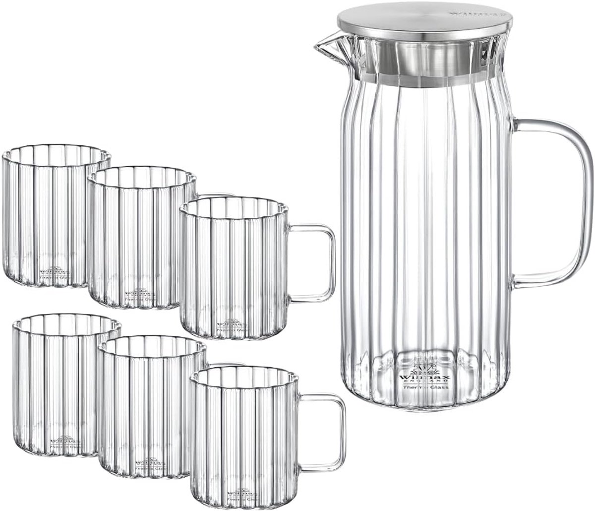Wilmax Glazen Karaf Set, 6 Glazen 300 ml - 1 Karaf 1000 ml