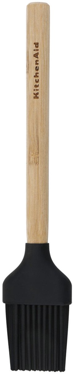 Bakkwast, Invetkwast, Hittebestendig, Siliconen, Bamboe, Zwart, 22 x 4 x 2 cm - KitchenAid