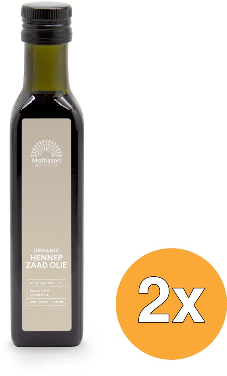 2x Mattisson Hennepzaadolie Raw Koudgeperst Bio (250 ml)