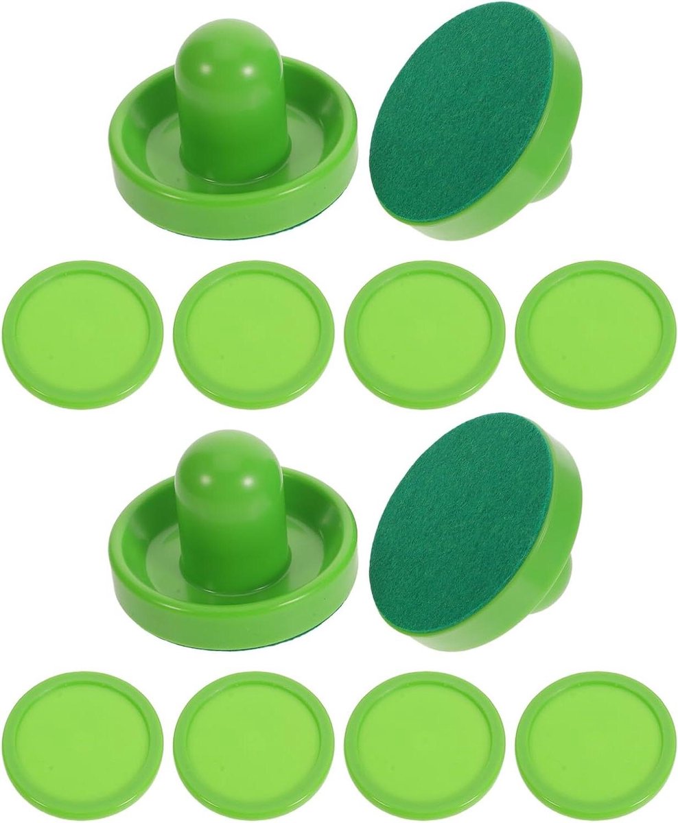 Airhockey Pucks - Pushers Accessoires - Tafelspel Plezier - Lichtgewicht Plastic - 2 Sets - Lichtgroen