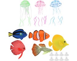 Kunstmatige Vissen - Kwallen Decoratie - Aquarium Verfraaiing - Levendige Gloei Effecten - 8 Delige Set - Multicolor