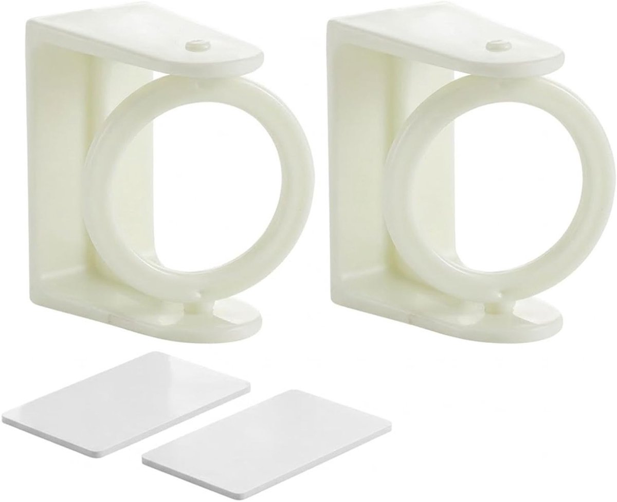 2 Stuks Geen Boor Gordijnstangbeugels voor Muurbevestiging, Zelfklevende Roedehouders met Roterende Ring voor Badkamer en Keuken, Ideaal voor Gordijnen en Haken