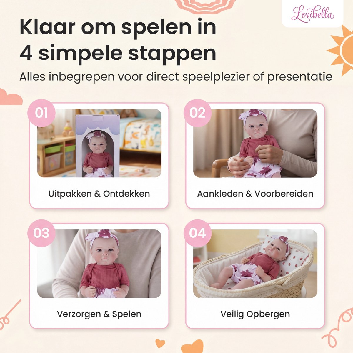 Lovibella® Nika Reborn Baby Pop Meisje - Levensechte Babypoppen - Dementie poppen - 45 cm - Complete Accessoires Set - Realistische Poppen - Zoals Echt - Zacht Vinyl - Doll Speelgoed 3 Jaar — afbeelding 6