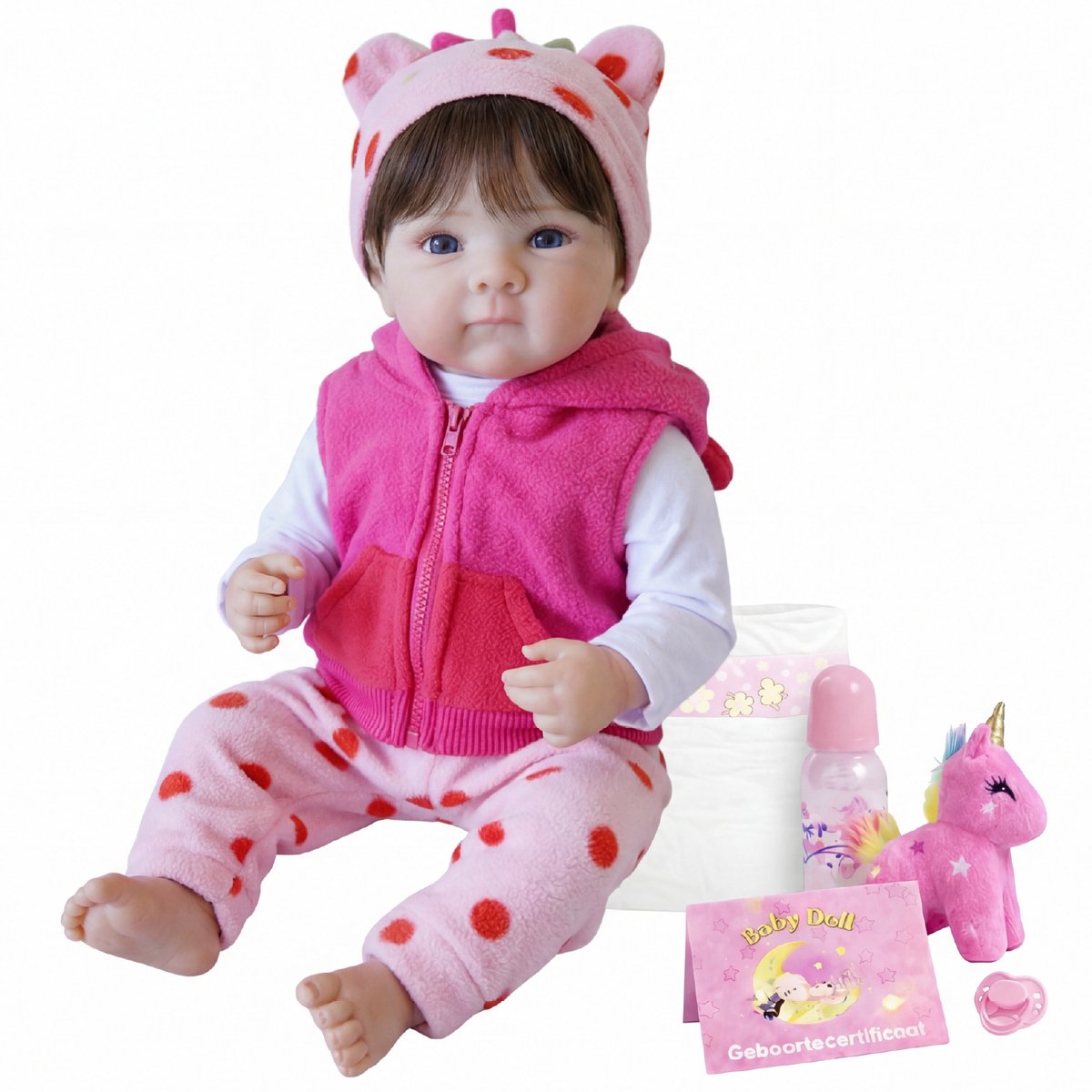 Lovibella® Sarina Levensechte Babypoppen - 1,1 Kilo - 45 CM - Reborn Baby Pop - Met Accessoires - Reborn Baby - Reborn Baby Doll - Dementie Pop - Reborn Poppen Meisje