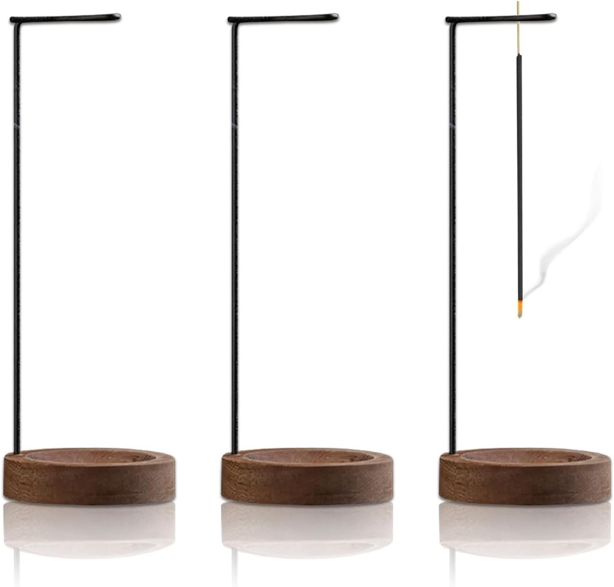 Incense Stick Holder 3 Pack Includes Metal Holder and Wooden Base Incense Stick Holder Incense Stick Holder for Yoga - ShopVlot