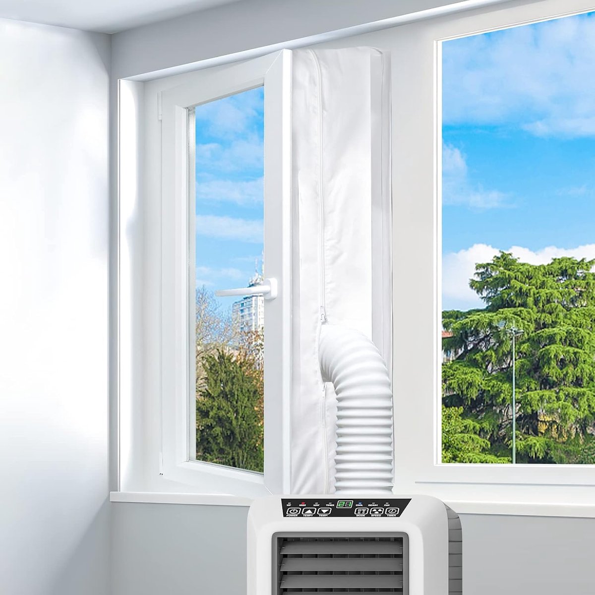 Airco Raamafdichtingskit-raamafdichting airco-400 cm raamafdichtingsstrip - Voor installatie op ramen, dakramen en planken van airconditioners en verwarmingselementen - Eenvoudige installatie - Wit