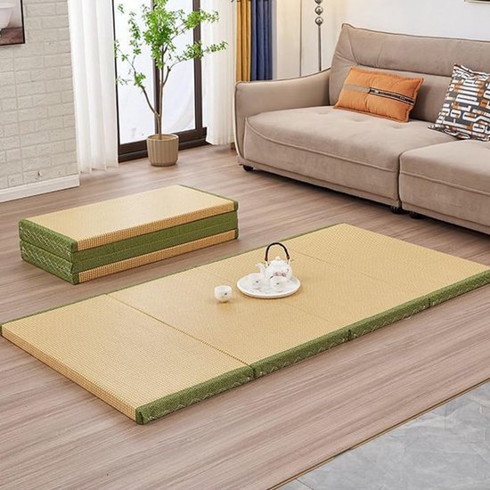 Tatami Vloermatras - Futonmatras Gastenbed - Yoga Meditatie - Opvouwbaar Ademend - 3 cm dik - Bruin — afbeelding 2
