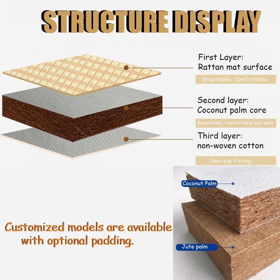 Tatami Vloermatras - Futonmatras Gastenbed - Yoga Meditatie - Opvouwbaar Ademend - 3 cm dik - Bruin — afbeelding 4