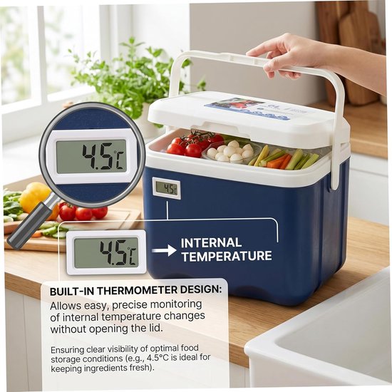 Mini Koelbox - Draagbare Ijskast - Buitenactiviteiten - Met Thermometer - 6 Liter - Wit van MINI — afbeelding 2