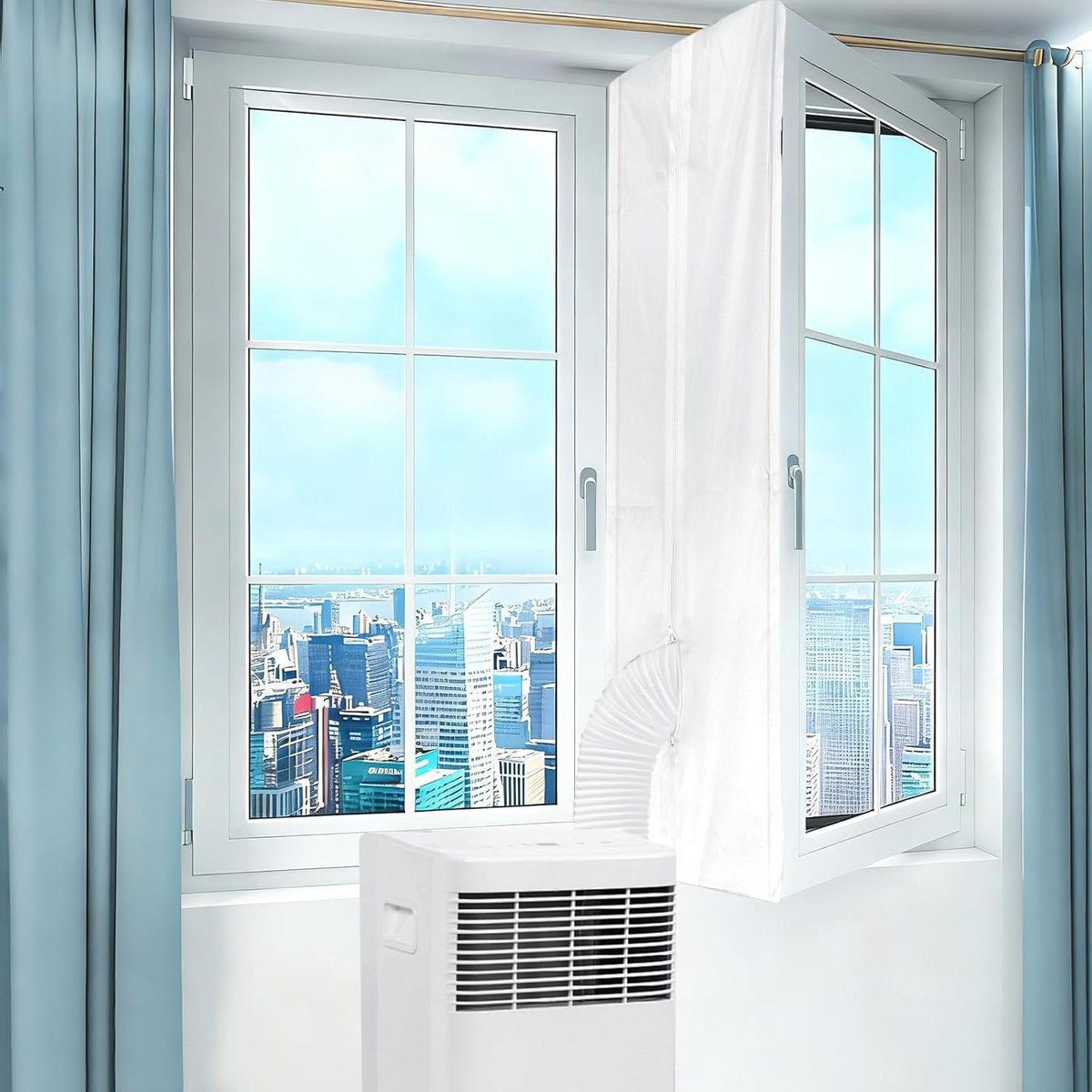 Raamafdichting Airco - AC Raamkit - Koelte Behoud - Waterdicht Oxford Doek - 400 cm - Wit