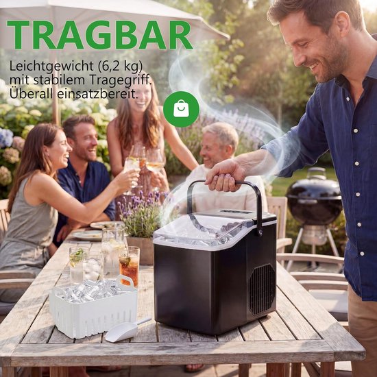 IJsblokjesmachine Draagbaar - IJsmaker Compact - Dranken Koelen - Snelle Productie - 15 kg/24 uur - Zwart — afbeelding 4