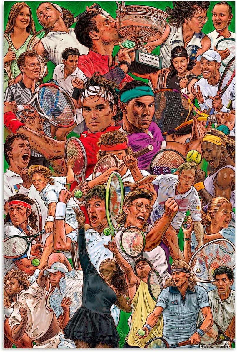 Tennissers Poster - Kunstposter Wanddecoratie - Kamer Decoreren - Hoogwaardig Glanzend Papier - 915 x 61 cm - Meerdere Kleuren