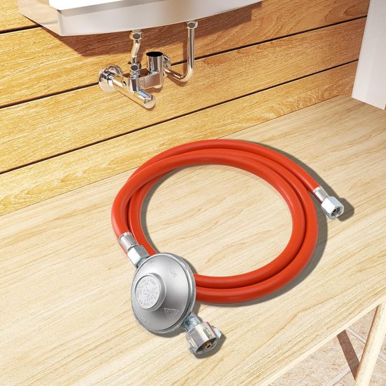 Propaanslang met Regelaar - Gasslang Set - Buiten Koken - 1/4 Linkse Schroefdraad - 150 cm - Goud Zwart — afbeelding 2