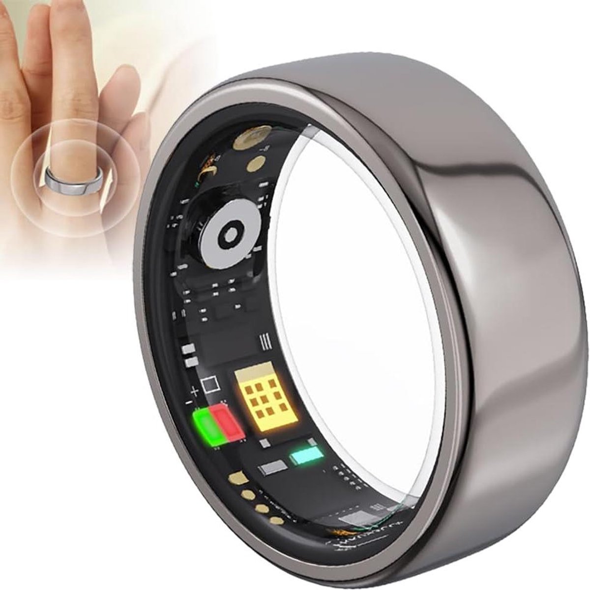 Slimme Ring - Gezondheidsring Fitnessring - Activiteiten Monitoren - IP68 Waterdicht - 8 - Zilver