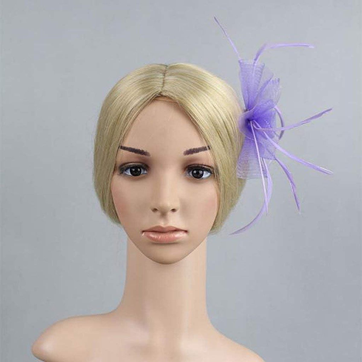 Bloem Veer Fascinator - Haarstukje Clip Hoed - Feestelijke Gelegenheden - Mesh en Veer Ontwerp - 13 x 13 cm