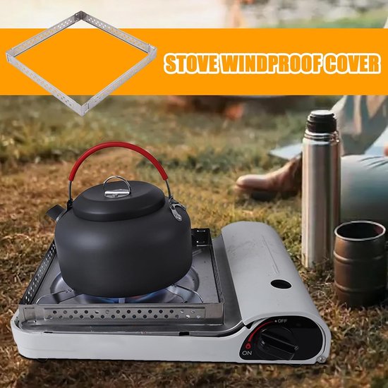Kampeer Kookplaat Windscherm - RVS Windvanger - Buiten Koken - Hittebestendig Staal - 23 x 7 x 2.3 cm - Zilver — afbeelding 5