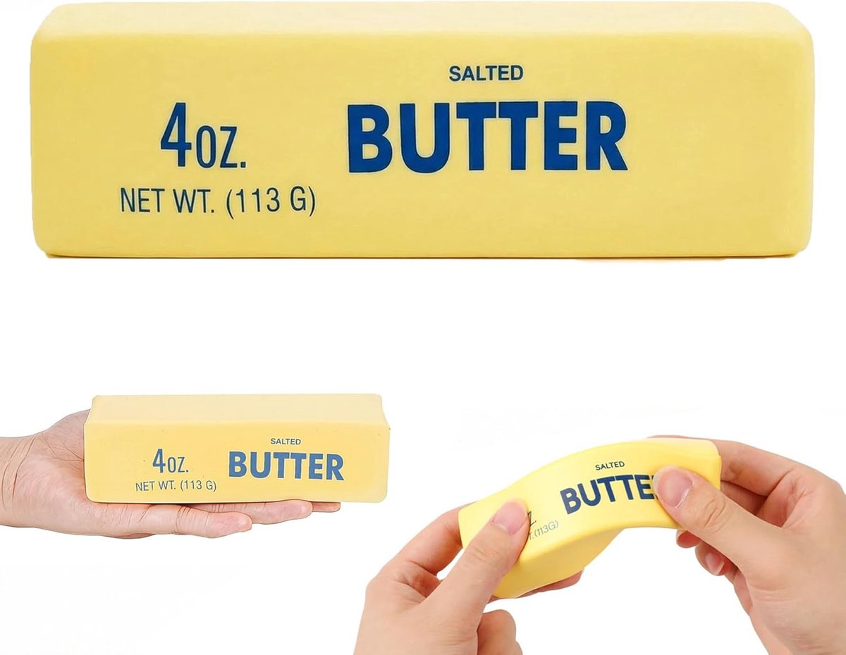 1 stuk – Butter squishy – boter-fidget-squishies – squishy — rekbare knijpballen voor kinderen en volwassenen – sensorische stressballen ter verlichting van angst – ideaal als feestcadeautje