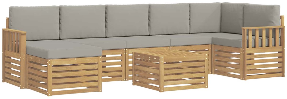 vidaXL Buiten - bank - set - 8 - st - 8-zits - Wit - en - lichtgrijs - Polyester Wit en lichtgrijs