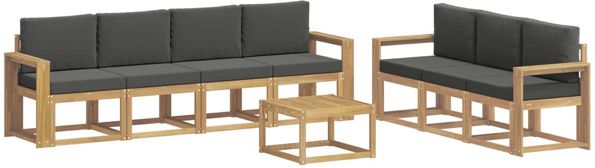 vidaXL Buiten - bank - set - 7 - st - 7-zits - Wit - en - antracietkleurig wit en antracietkleurig