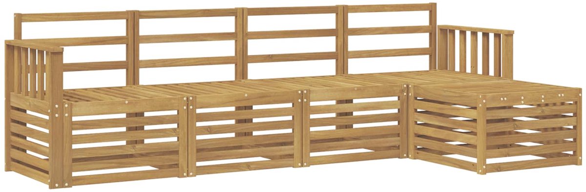 vidaXL Buiten - bank - set - 5 - st - 5-zits - Wit - Massief - Acacia - Hout