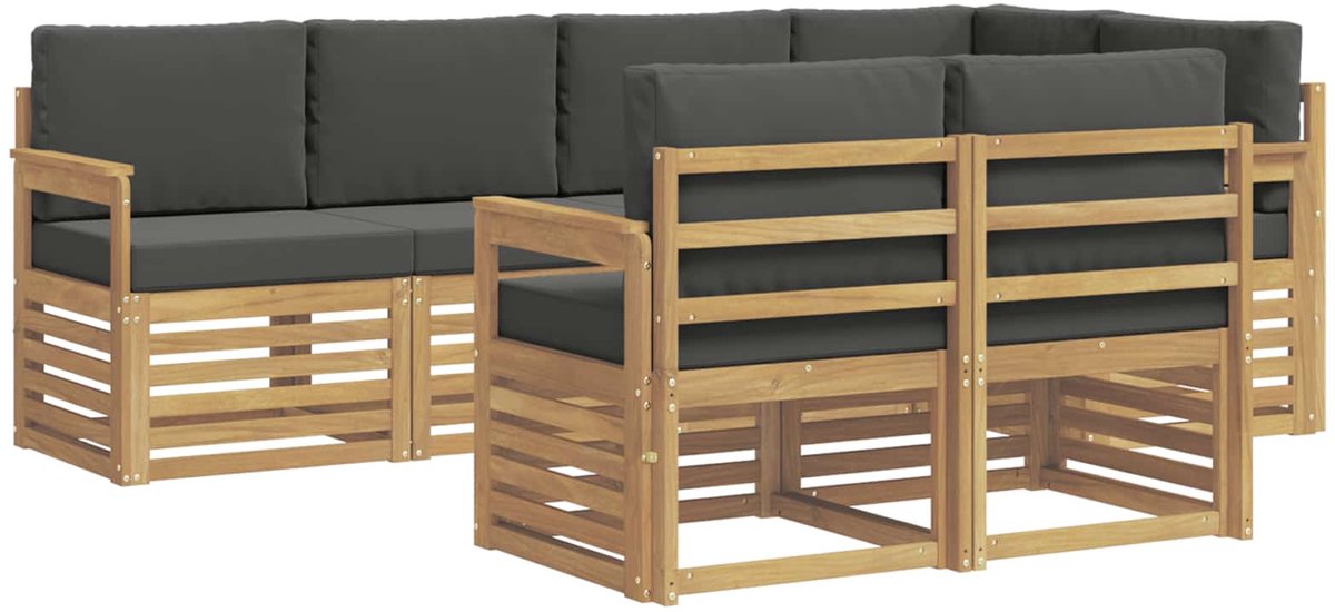 vidaXL Buiten - bank - set - 7 - st - 7-zits - Wit - en - antracietkleurig - Polyester Wit en antracietkleurig
